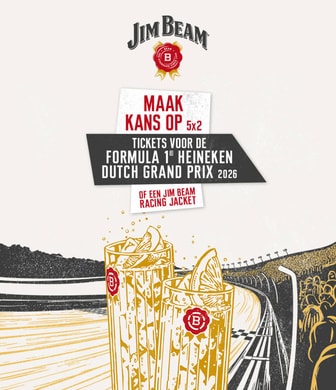 Jim beam maak kans op 5x2 tickets voor de formula 1 heineken dutch grand prix 2026. Of een jim beam racing jacket.